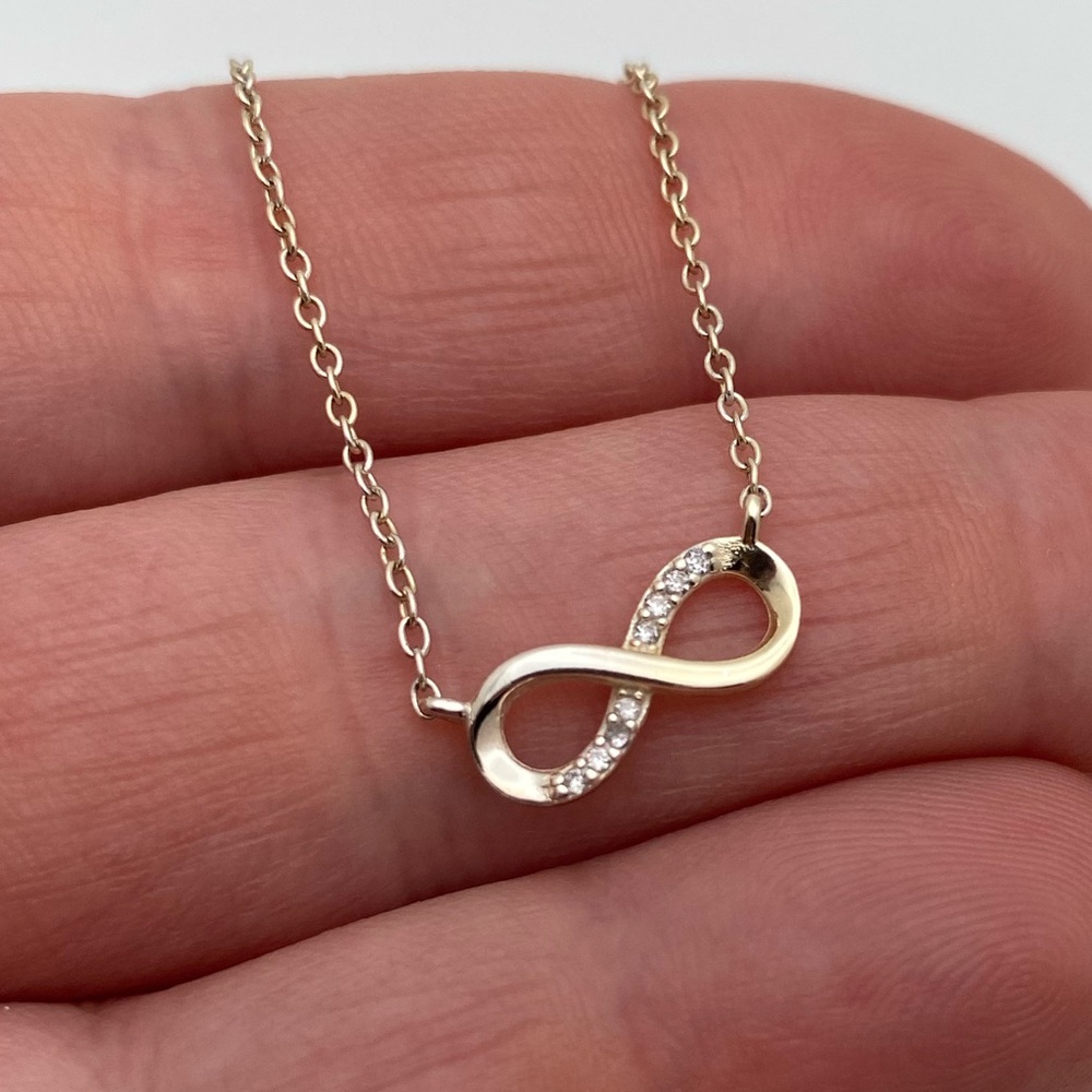 Sterling Silver 925 Infinity Gemstone Necklace - Picture 4 of 5